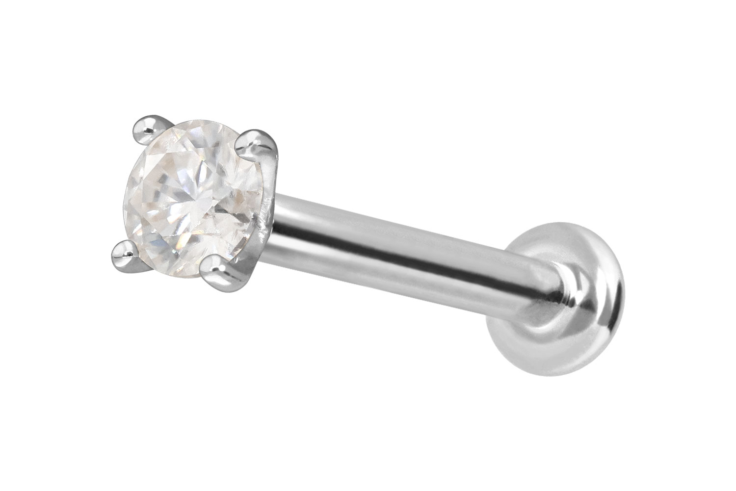 14 Karat Gold Labret Piercing mit Push Fit MOISSANIT